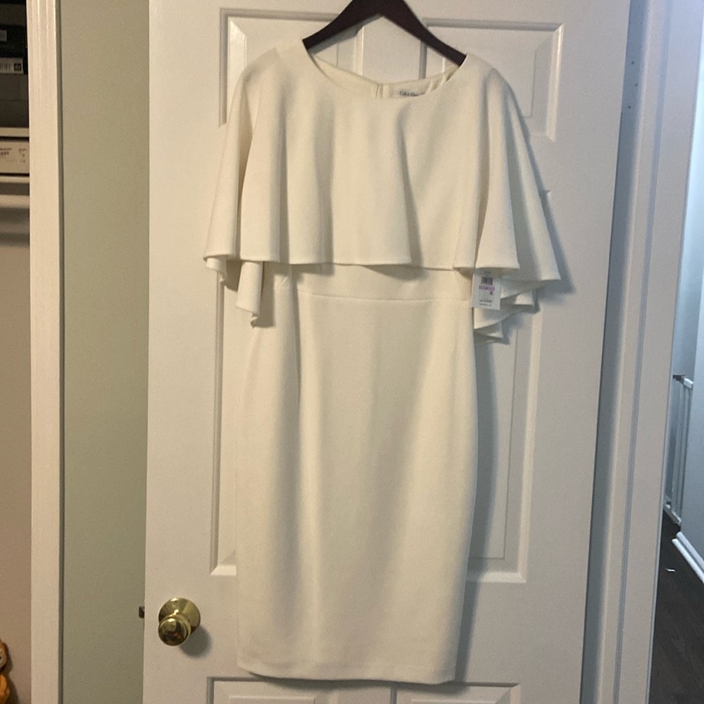 Calvin Klein white midi length dress